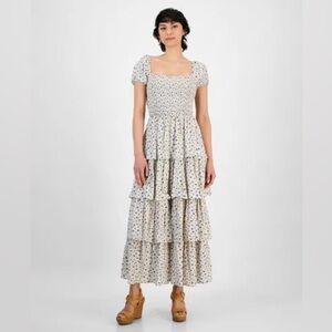 AND NOW THIS Maxi Floral Smocked Prairie Tiered Ruffle Dress